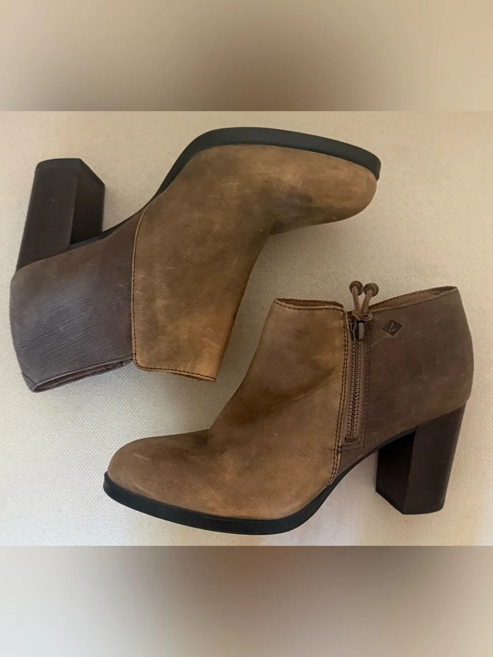 Sperry Top-Sider Dasher Lille Suede Leather Ankle Booties Taupe Size 8M